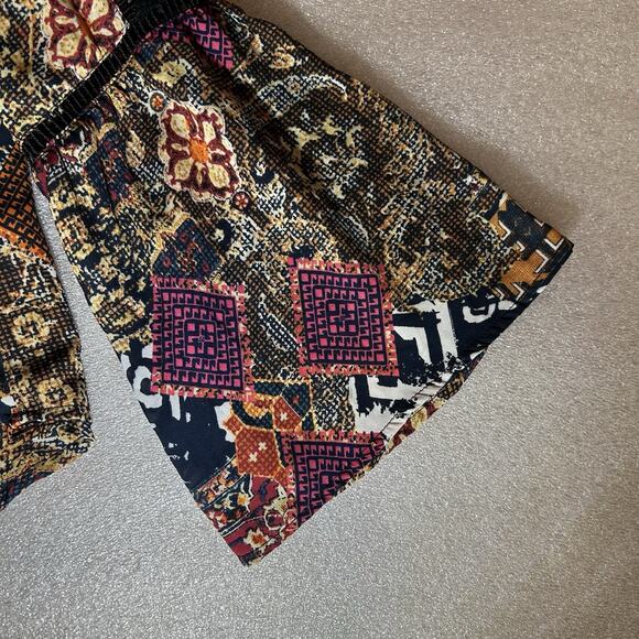 Cupio Black Multi Floral Lace Trim Size M Boho Peasant Tunic Bell Sleeve - Picture 4 of 10